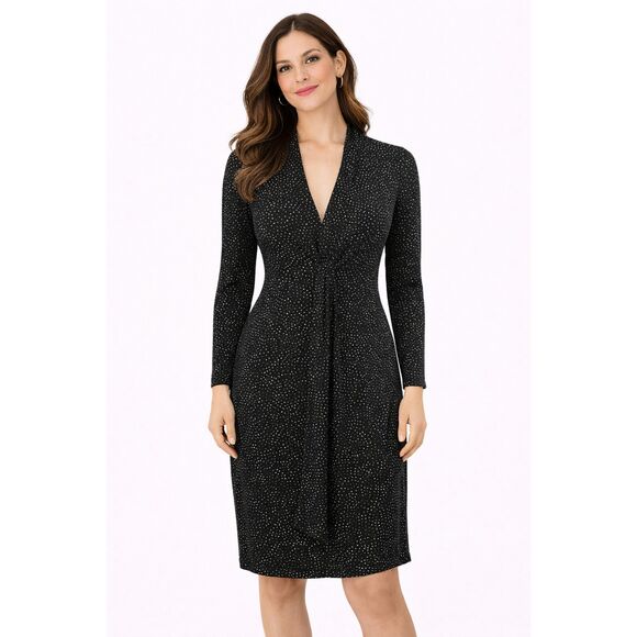 J. Jill Dresses & Skirts - J. Jill Wearever Collection Polka-dot Faux Wrap Dress Black Cream XS